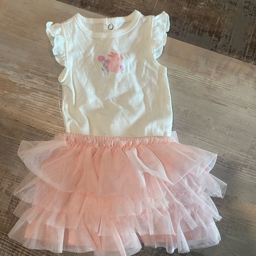 Baby Girls Carter’s One Piece Bunny Embroidered w/ Pink Tutu Sz 6mo NWOT